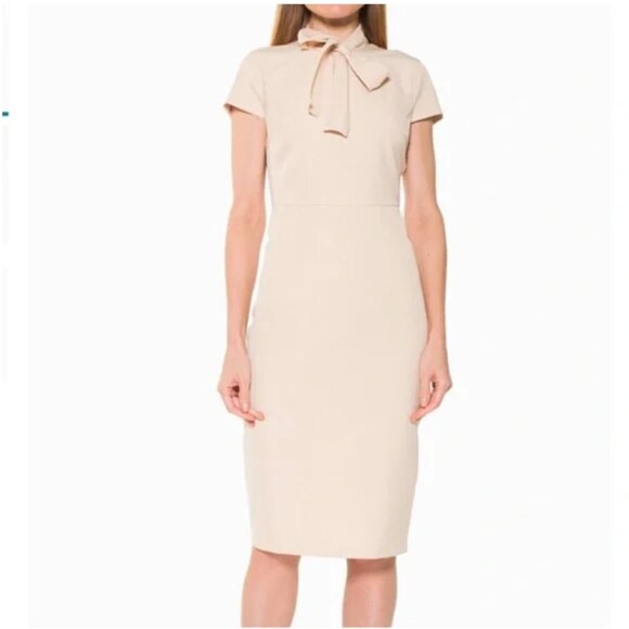 Alexia Admor Cream Midi Dress with Tie Size 4 NWT - Picture 1 of 3